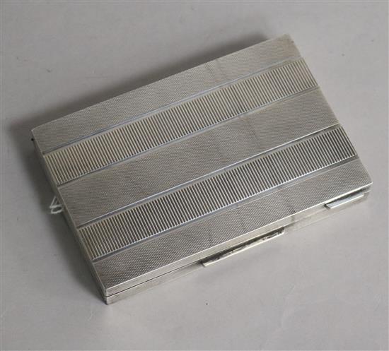 A Continental 800 standard silver rectangular compact, 12 x 8cm